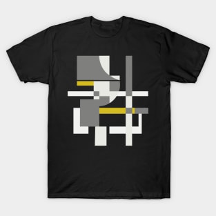 Grey and Yellow Geometric Abstraction T-Shirt